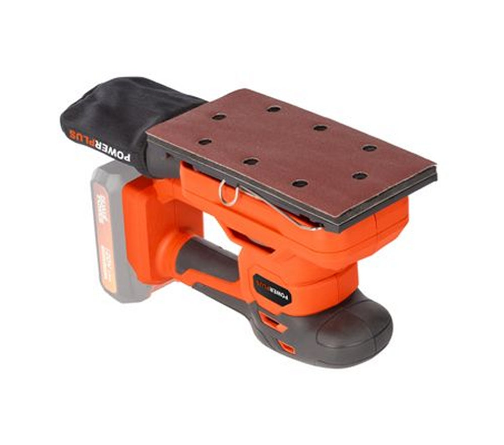 VARO POWDP50300 Powerplus Akku Schwingschleifer 20V mit Zubehör ohne Batterie und Ladegerät