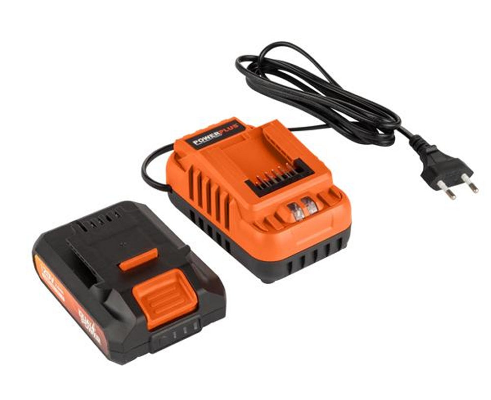 VARO POWDP90620 Set Powerplus Ladegerät 4.0A für 20V / 2 x 20V Akkus & Akku 20V 2.0Ah