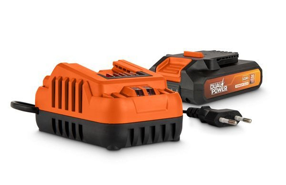 VARO POWDP90630 Set Powerplus Ladegerät 4.0A für 20V / 2 x 20V Akkus & Akku 20V 3.0Ah