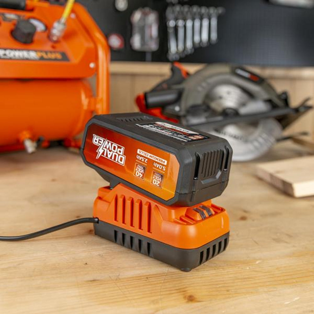 VARO POWDP90640 Set Powerplus Ladegerät 4.0A für 20V / 2 x 20V Akkus & Akku 40V / 2 x 20V 5.0Ah 2.5Ah