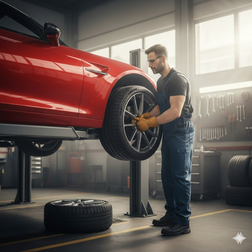 Mann Autoauf Hebebühne