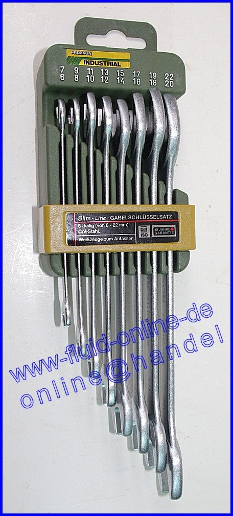 PROXXON 23800 Satz Doppelmaulschlüssel 6-22mm 8 teiliger Satz mit Wandhalter