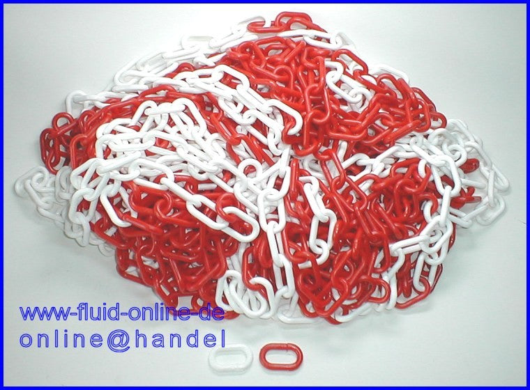 PEREL 1186-25 Absperrkette Kette rot weiß Länge 25m / 25 Meter - 6mm Glieder