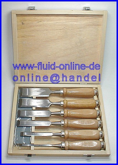 PEREL 1340 Stemmeisen Stechbeitel mit Abziehstein in Holzkiste 6 teiliger Satz