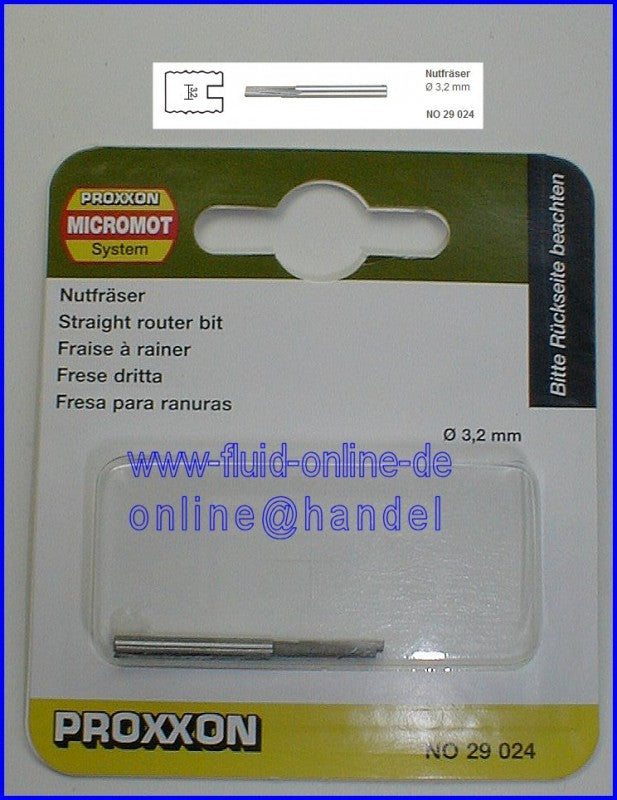 PROXXON 29024 Nutfräser / Formfräser Ø3,2mm Schaft Ø3,2mm