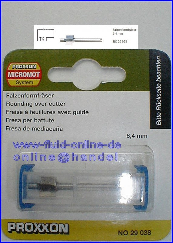 PROXXON 29038 Falzenformfräser Ø6,4mm Schaft Ø3,2mm