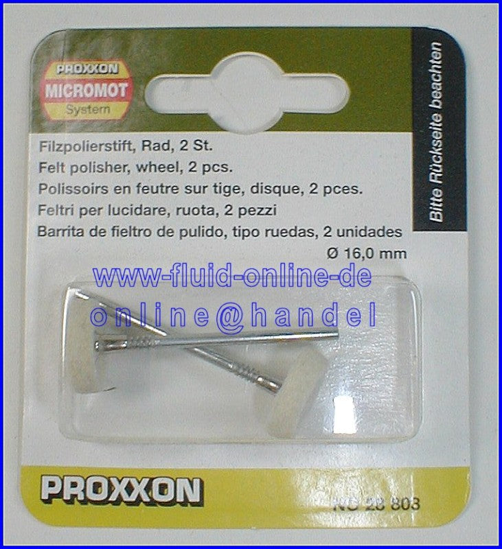 PROXXON 28803 Filzpolierstift, Form Rad - 2 Stück/Packung