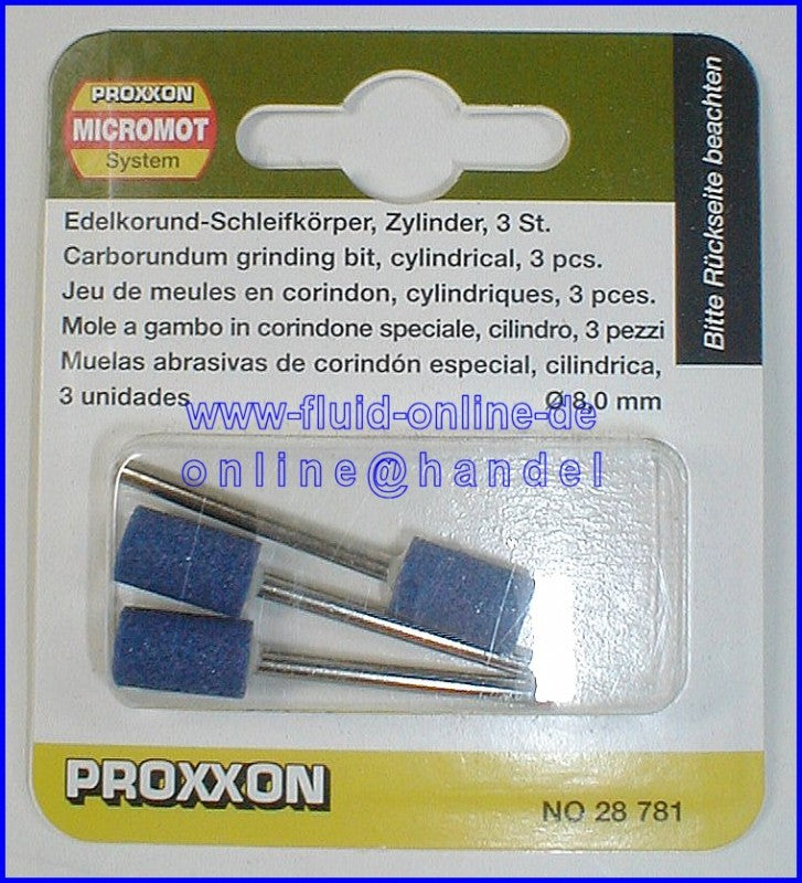 PROXXON 28781 Edelkorund Schleifkörper Form Zylinder 3 Stück / Packung