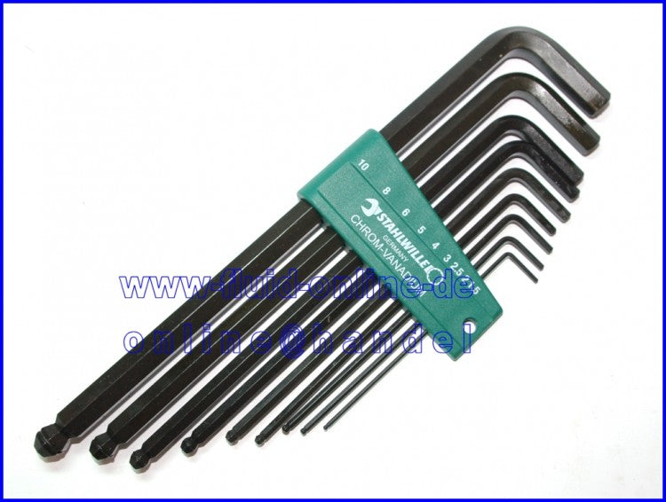 STAHLWILLE 10767H/9 Satz Kugel Winkelschraubendreher Innensechskant 1,5-10mm mit Haltering