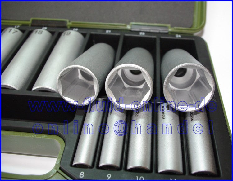 PROXXON 23292 Satz Nüsse lange Ausführung 6,3mm (1/4") + 12,5mm (1/2")