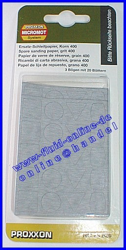 PROXXON 28826 Schleifpapier für PS12 / PS13 Korn 400 3 Bögen / Packung