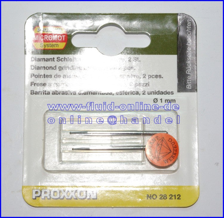 PROXXON 28212 Diamantschleifstifte Form Kugel 1,0 mm 2 Stück/Packung