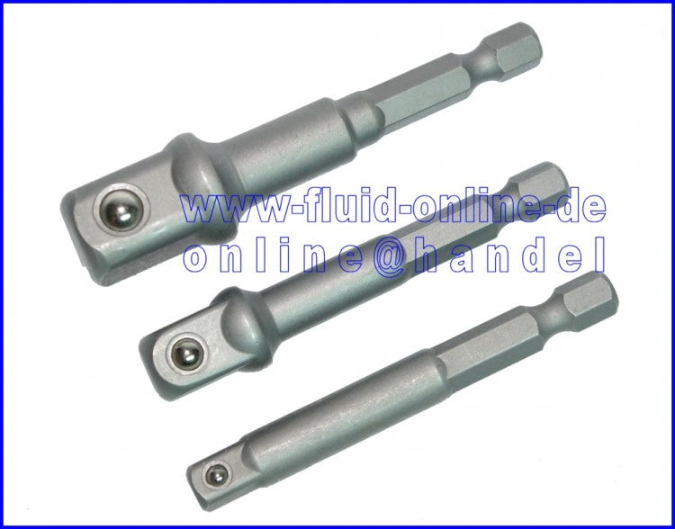 BGS DIY 8204 Set Bohrmaschinen Adapter 3 teiliger Satz 1/4" + 3/8" + 1/2"