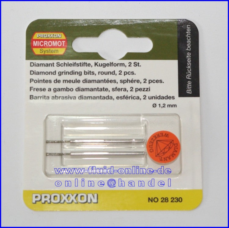 PROXXON 28230 Diamantschleifstifte Form Kugel Ø 1,2mm 2 Stück/Packung