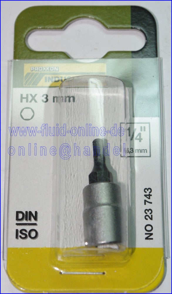 PROXXON 23743 Innensechskant Einsatz 3mm HX3 Antrieb 6,3mm (1/4")