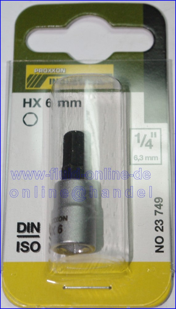 PROXXON 23749 Innensechskant Einsatz 6mm HX6 Antrieb 6,3mm (1/4")