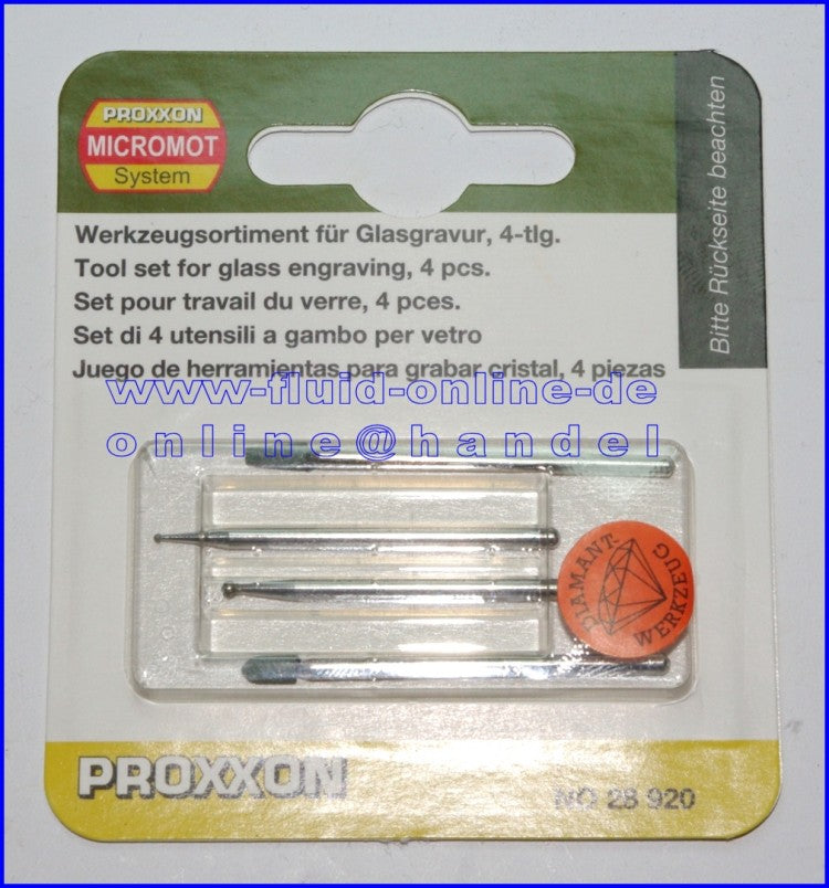 PROXXON 28920 Werkzeugsatz zur Glasbearbeitung / Glasgravur 4-teilig