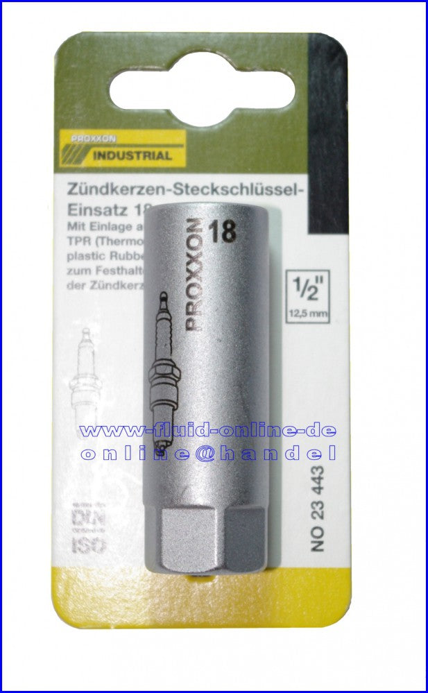 PROXXON 23443 Zündkerzen Nuss mit TPR Einlage 18mm Antrieb 12,5mm(1/2")