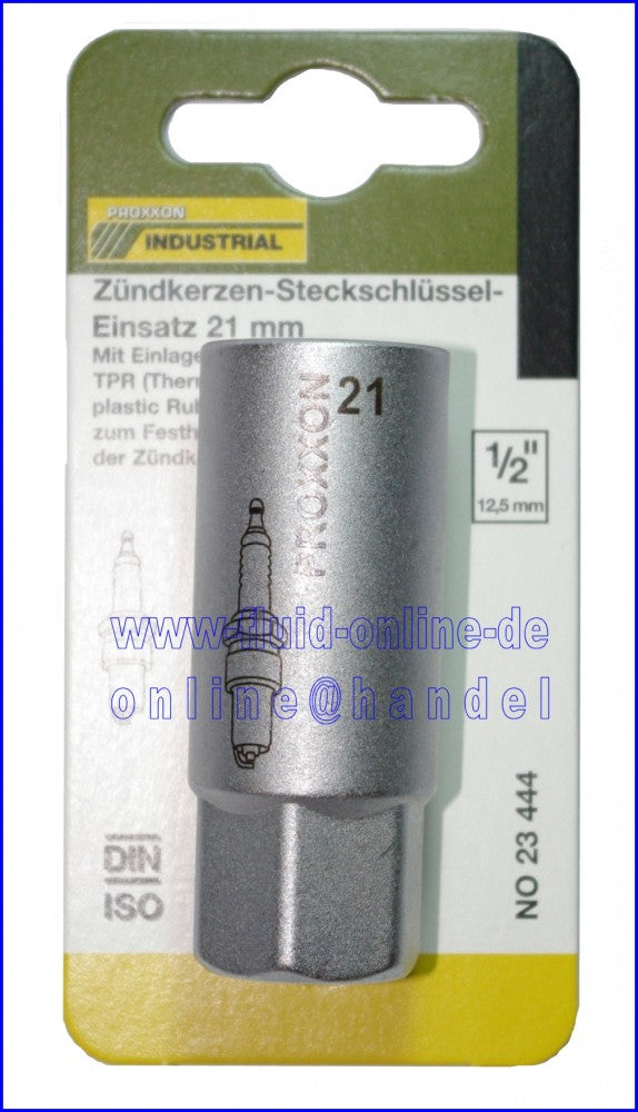PROXXON 23444 Zündkerzen Nuss mit TPR Einlage 21mm Antrieb 12,5mm(1/2")