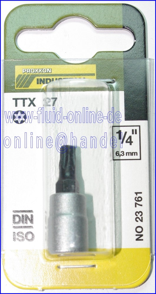 PROXXON 23761 Torx Einsatz TTX27 Antrieb 6,3mm (1/4") mit Stirnlochbohrung