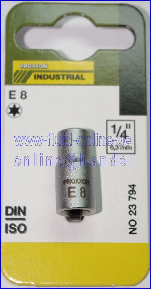 PROXXON 23794 Aussen Torx Einsatz Nuss E8 Antrieb 6,3mm (1/4')