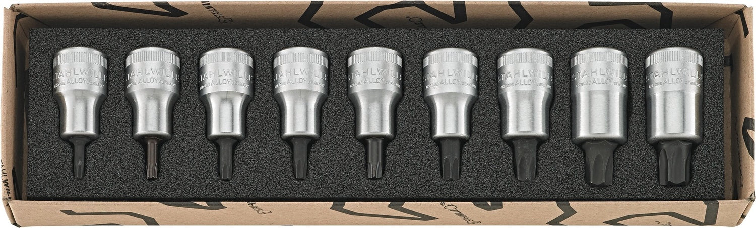 STAHLWILLE 54TX/9 Satz TORX Bit Schraubendrehereinsätze Antrieb 12,5mm (1/2") - 96031004