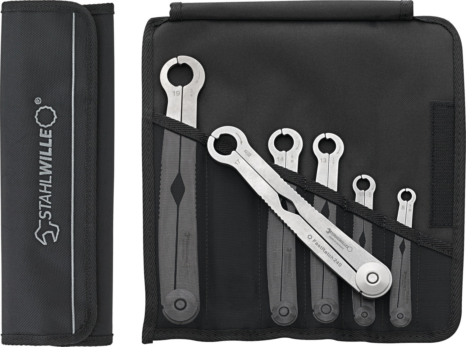 STAHLWILLE 240/6 Satz Ratschenschlüssel FastRatch 8 10 13 14 17 19mm mit Tasche - 96411006