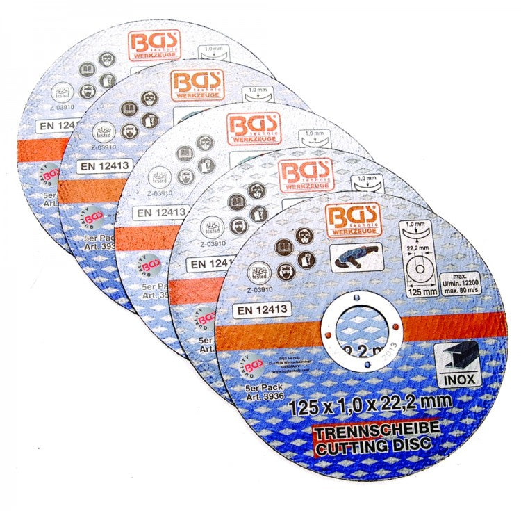 BGS 3936 Satz Trennscheibe für Edelstahl Ø125 x 1,0 x 22,2mm 5er Set