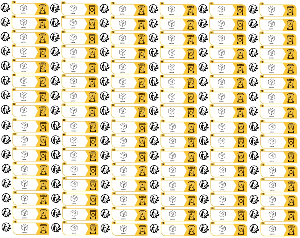 Fluid ES005 96 x Aufkleber Etiketten Label Frankreich Symbol Triman + Karton Carton