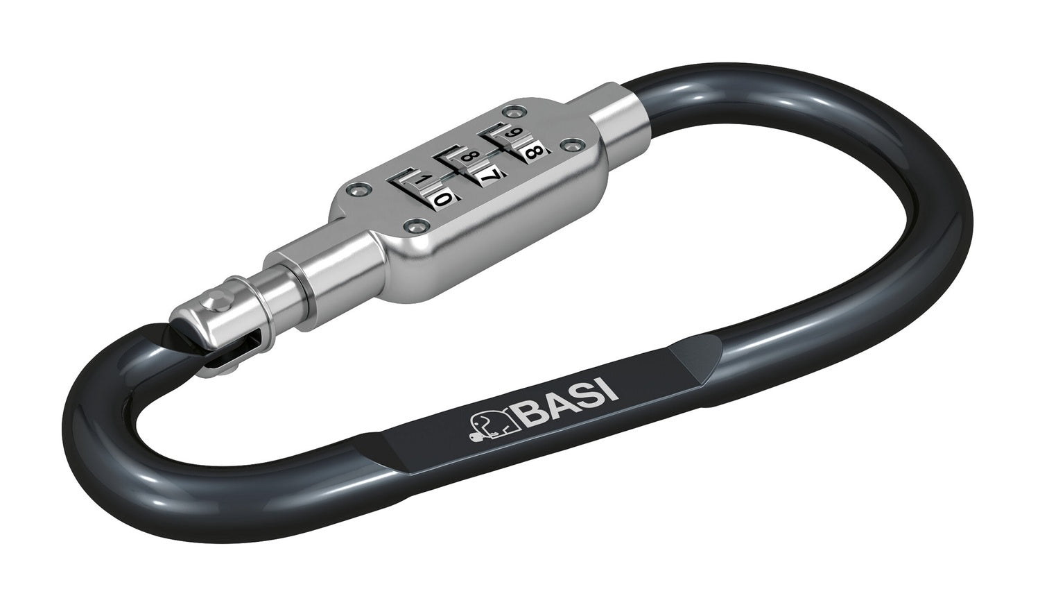 BASI 0006-0104-1100 Karabinerhaken Schwarz mit Zahlenschloss Schlüsselzubehör