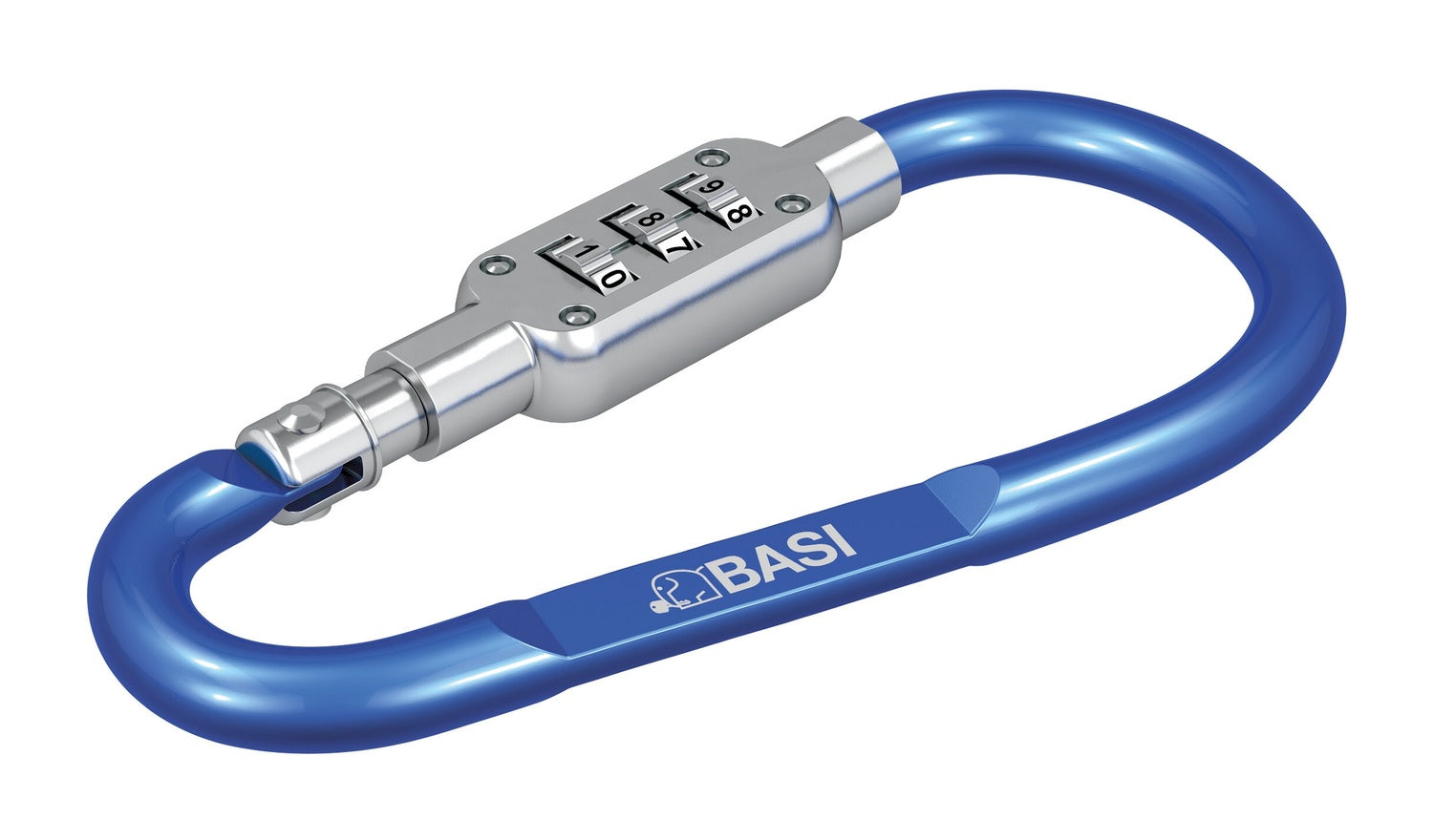 BASI 0006-0104-1300 Karabinerhaken Blau mit Zahlenschloss Schlüsselzubehör