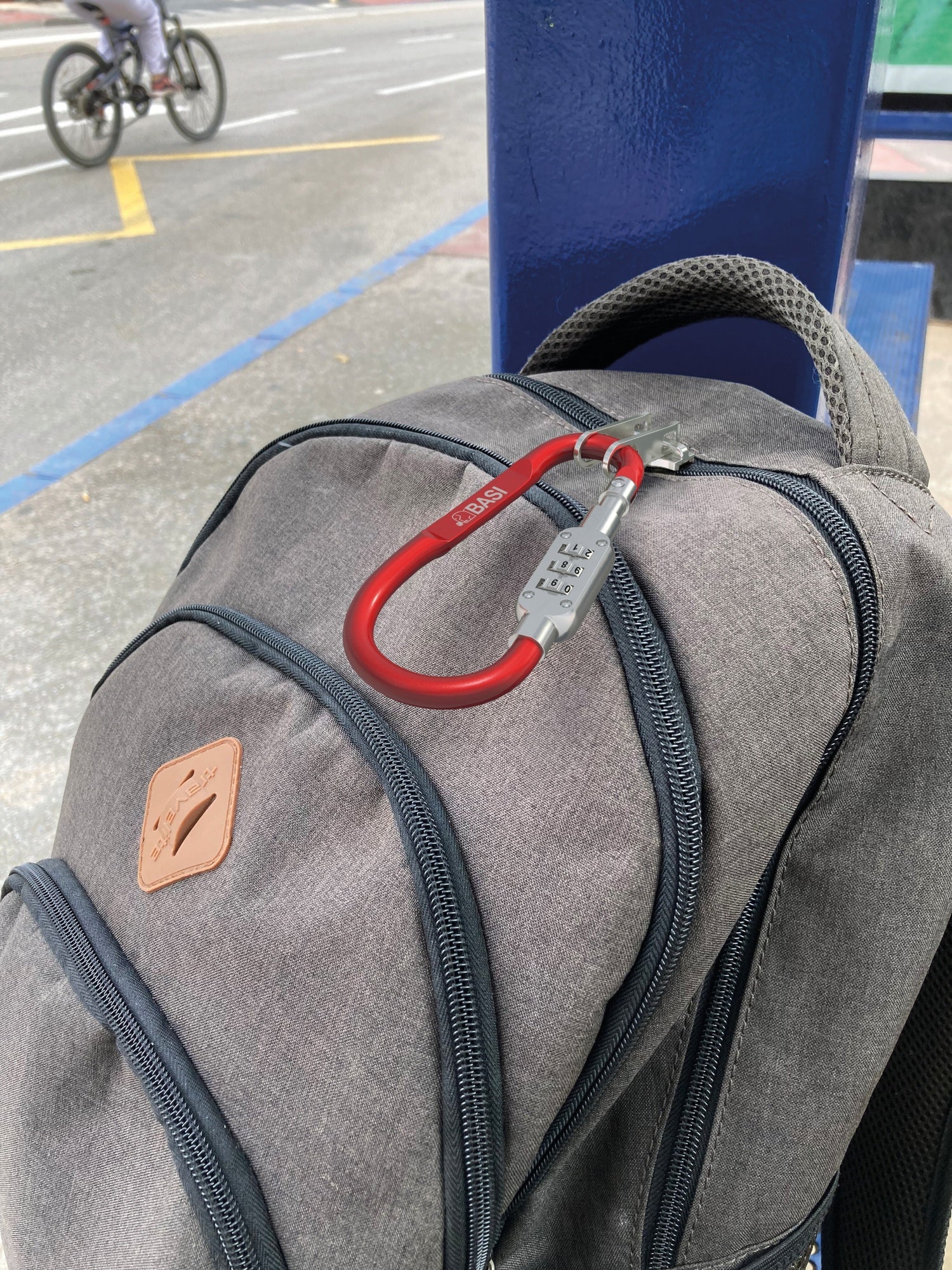 BASI 0006-0104-1400 Karabinerhaken Rot mit Zahlenschloss Schlüsselzubehör