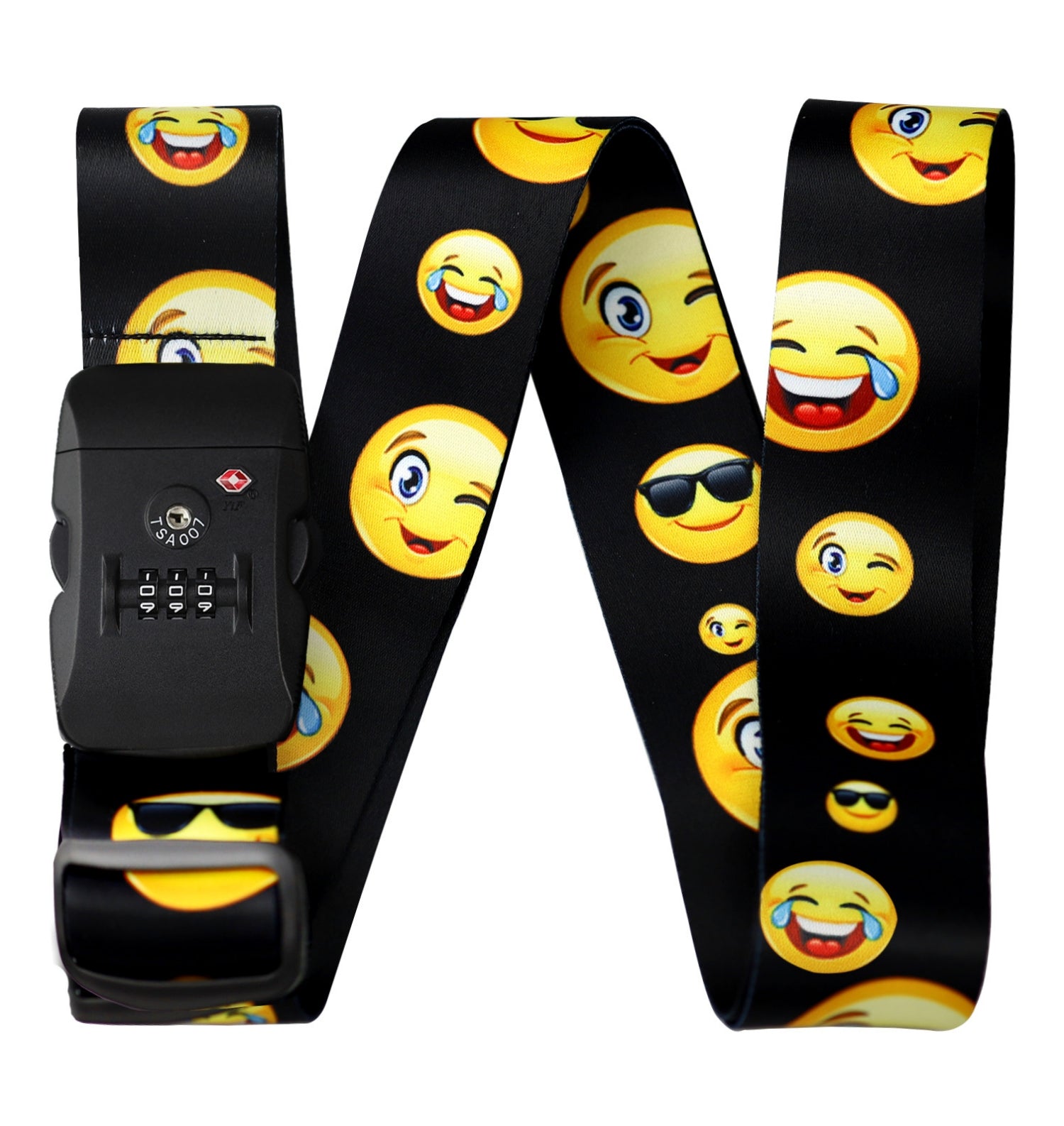 Basi 0006-0321 Koffergurt TSA Emoji Smiley Länge 20cm Breite 5cm Gepäckgurt