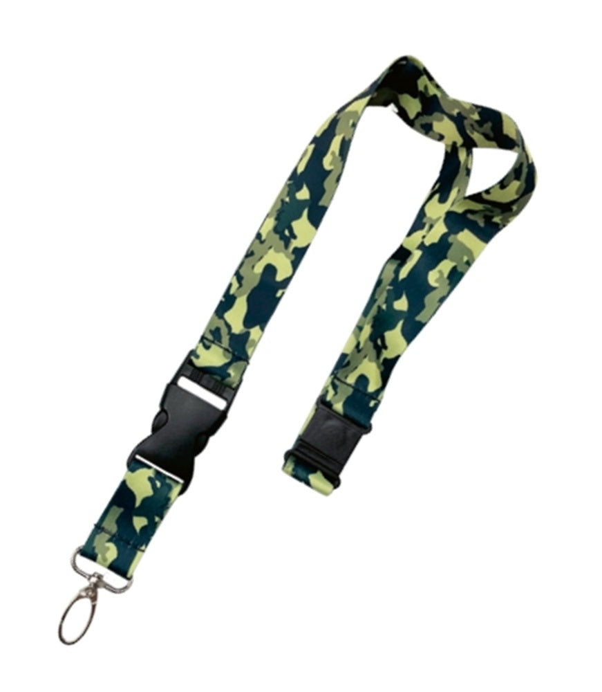 BASI 0006-0633-2555 Schlüsselband Camouflage Grün Safety-Clip Karabinerhaken Trenner