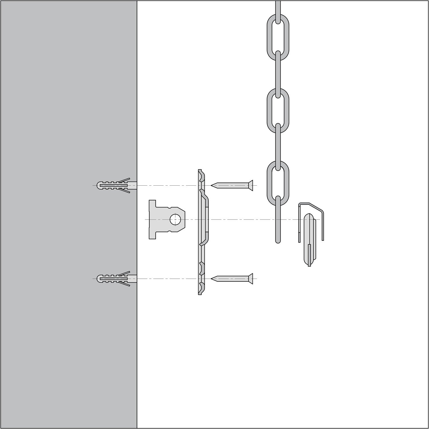 BASI GS 100 Gitterrostsicherung für Kellerschacht Länge Kette 700mm