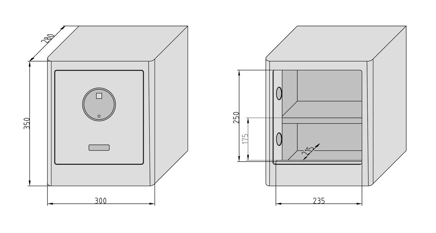 BASI mySafe Premium 350-Grau Elektronik Möbel Tresor Touch-Display
