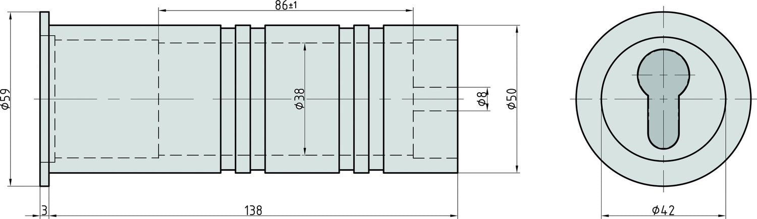 BASI RT 101 Rohrtresor Länge 138mm Ø 50mm Wandtresor
