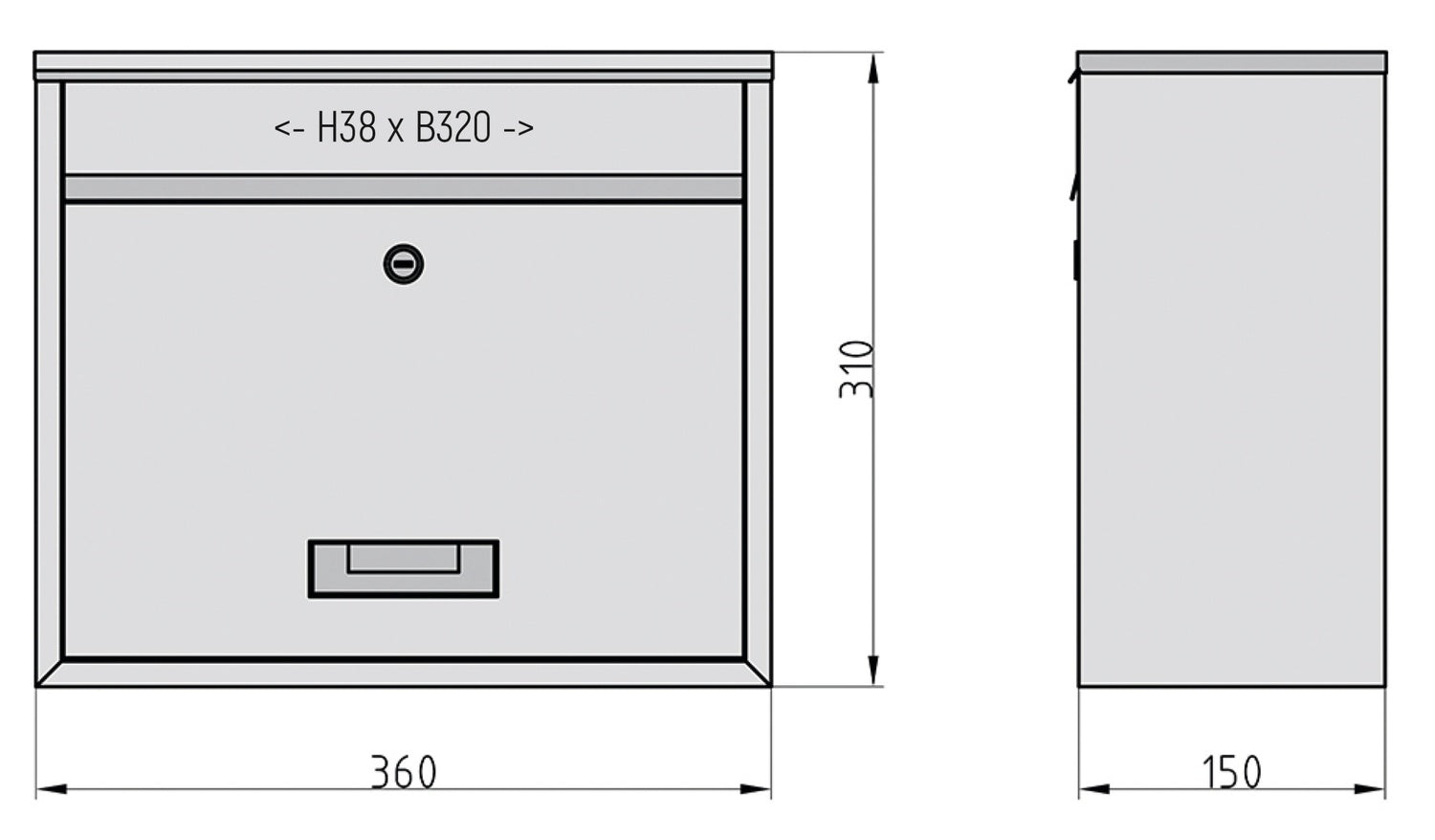 BASI 2170-0662 BK 900 Briefkasten Stahl Weiß Namensschild 360 x 310 x 150mm
