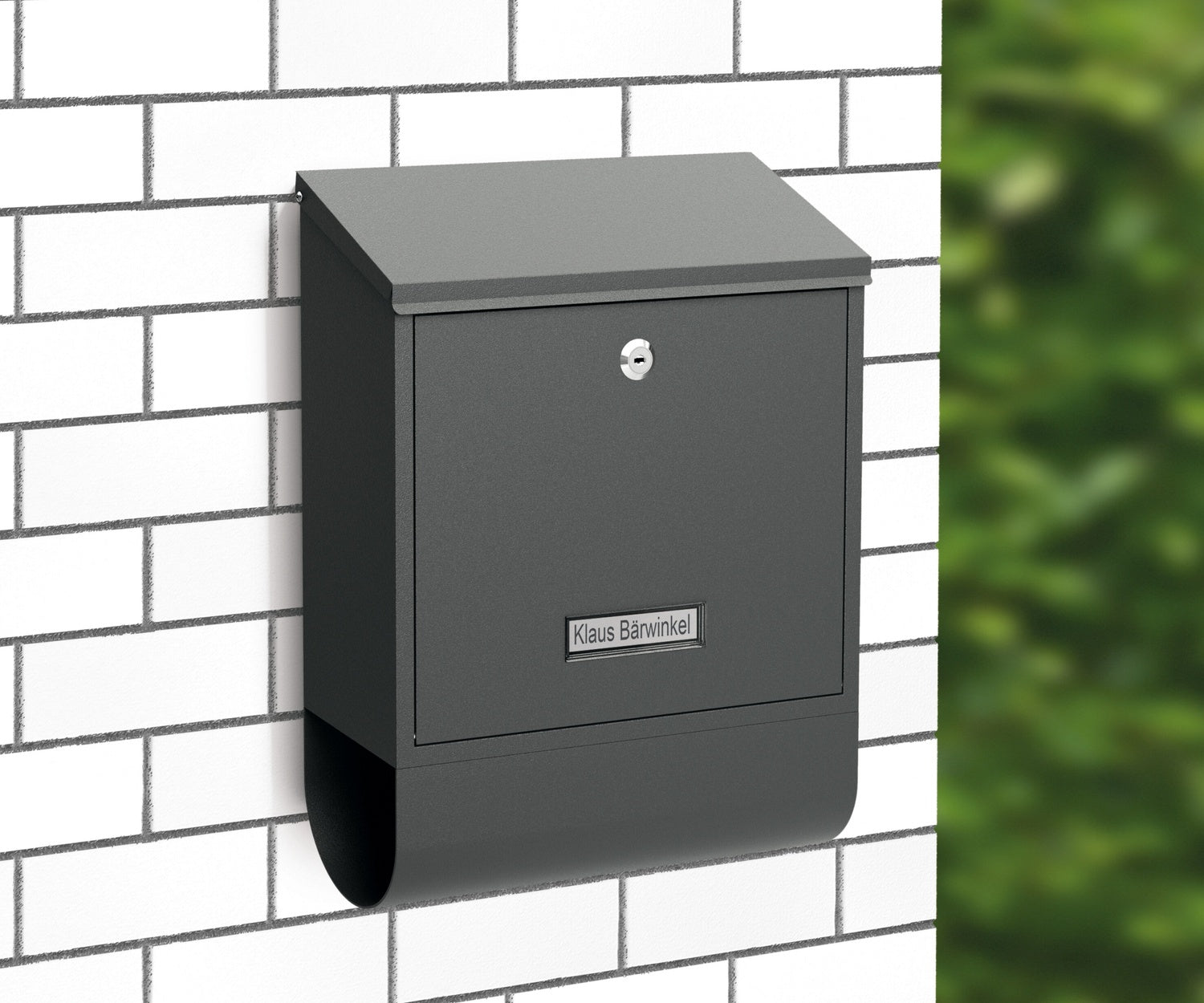 BASI 2170-0900 BK 300M Briefkasten Stahl  Anthrazit Matt Namensschild Hebelschloss