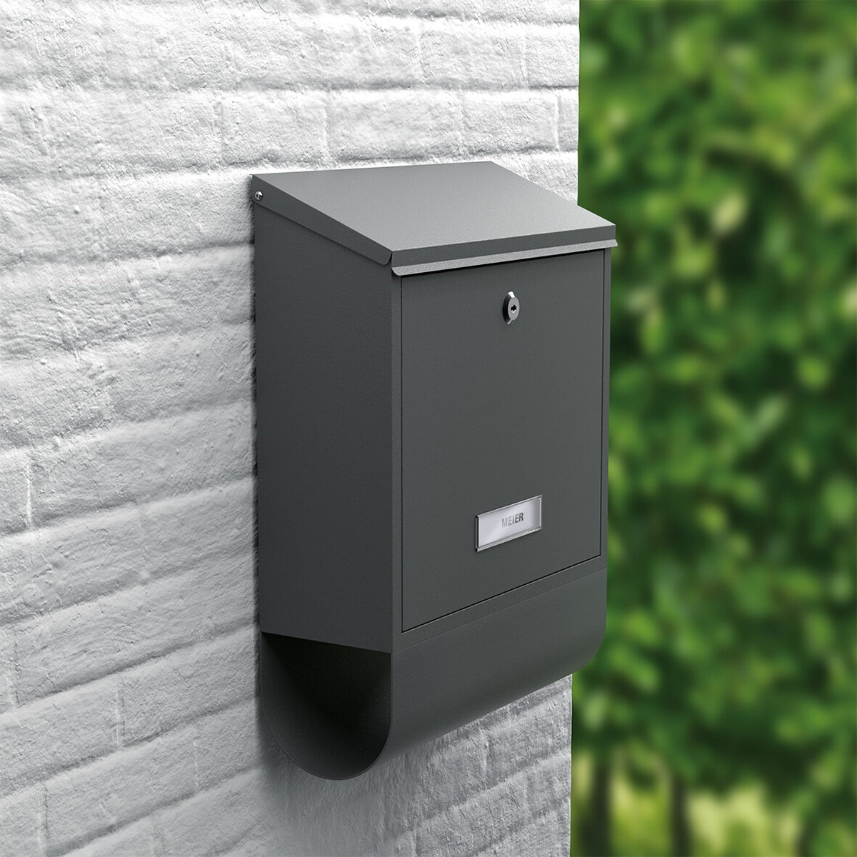 BASI 2170-0900 BK 300M Briefkasten Stahl  Anthrazit Matt Namensschild Hebelschloss