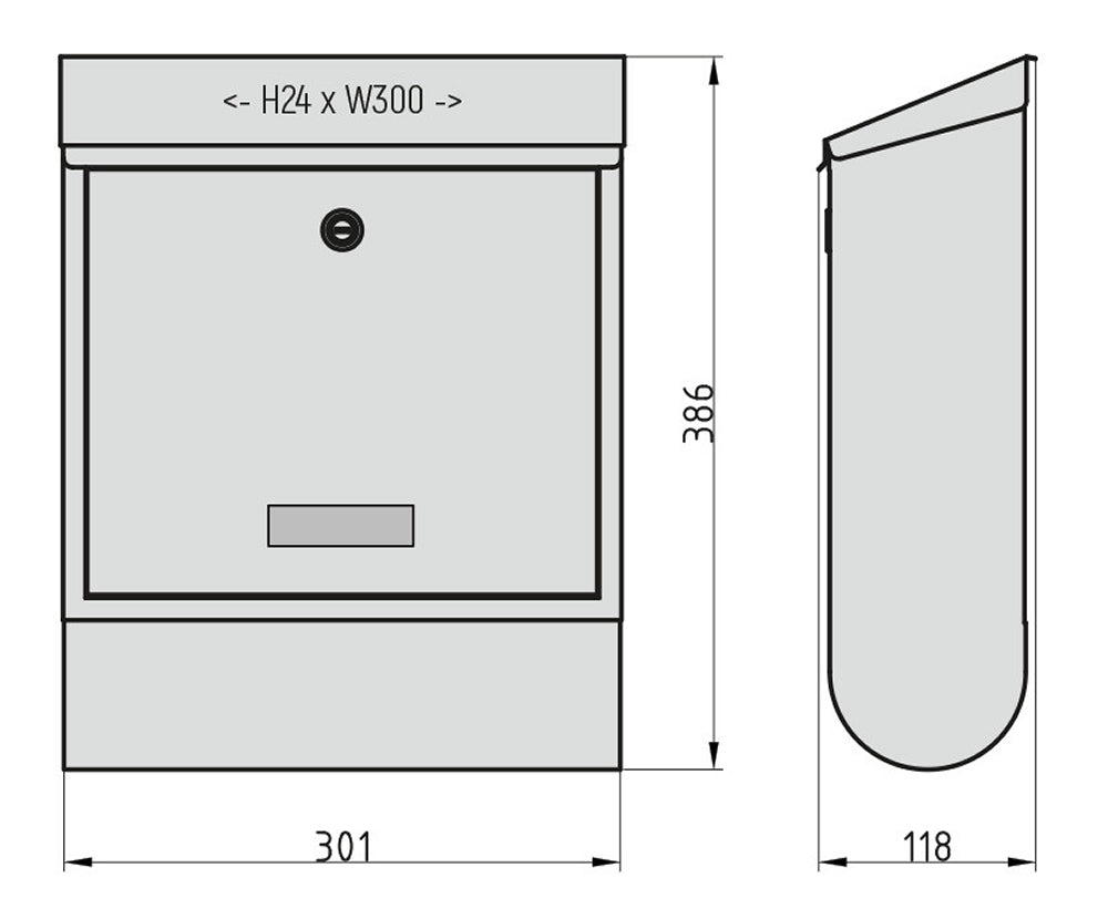 BASI 2170-0900 BK 300M Briefkasten Stahl  Anthrazit Matt Namensschild Hebelschloss