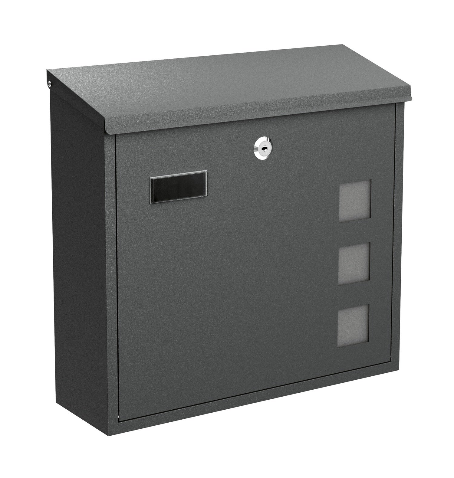 BASI 2170-0901 BK 350M Briefkasten Stahl  Anthrazit Matt Namensschild Hebelschloss