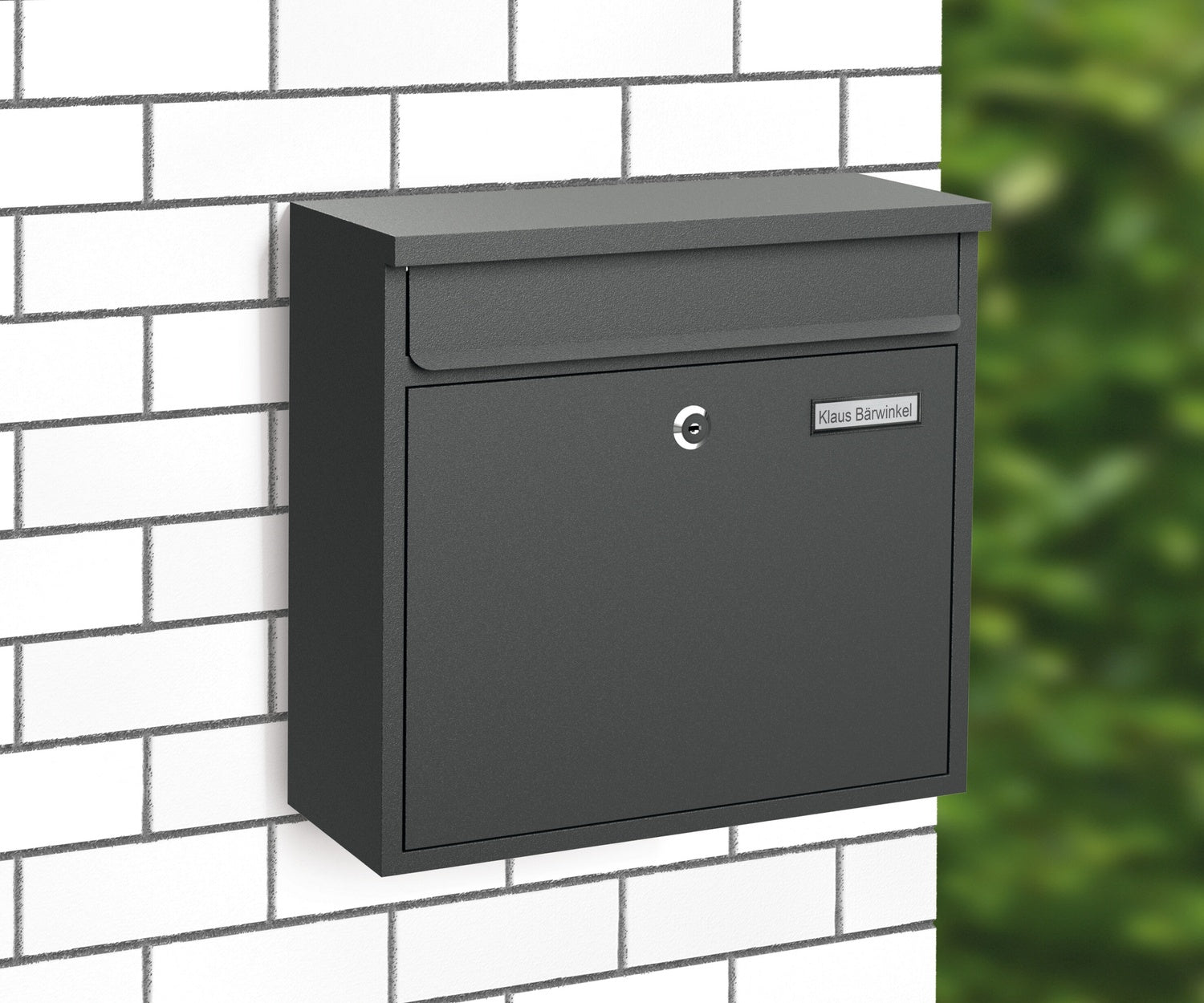 BASI 2170-0902 BK 360M Briefkasten Stahl  Anthrazit Matt Namensschild Hebelschloss