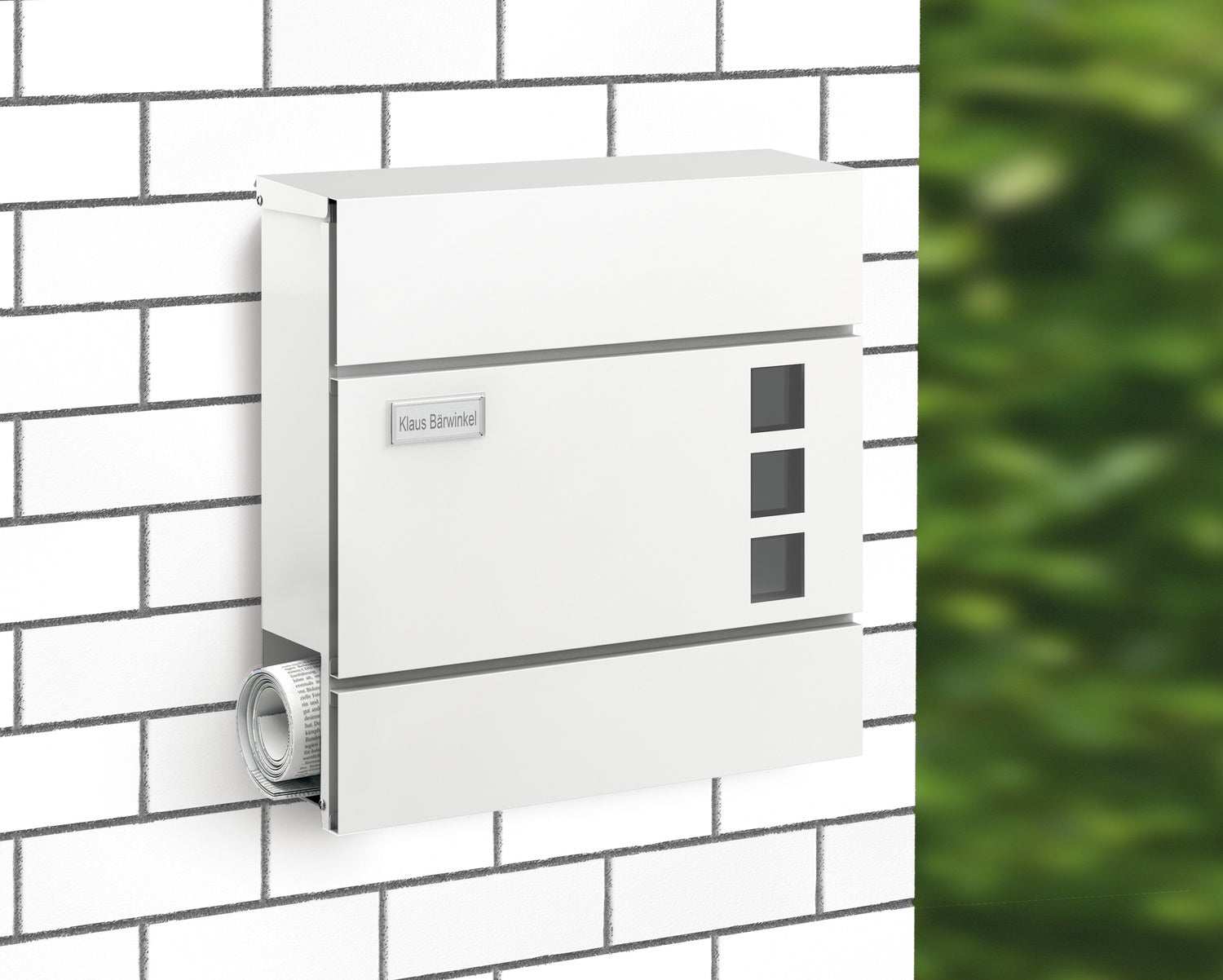 BASI 2170-0904 BK 380M Briefkasten Stahl Weiß Matt mit Softclose Dämpfer