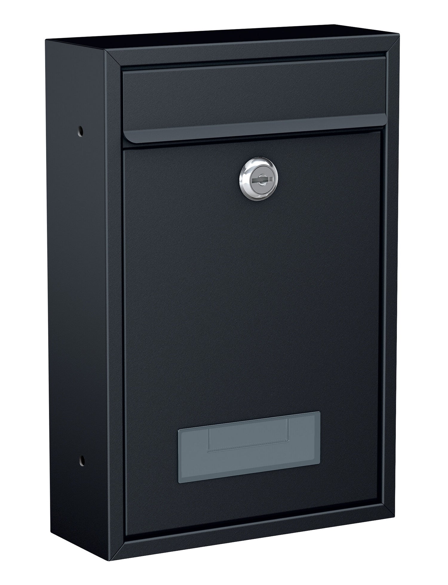 BASI 2170-1200 BK 100M Briefkasten Stahl  Schwarz Matt Namensschild Hebelschloss