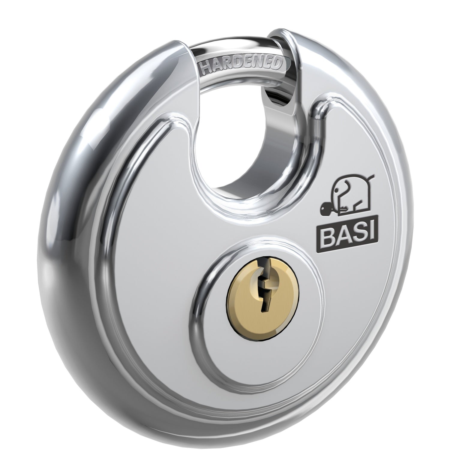 BASI 6100-7001-703 Rundbügel Vorhängeschloss RVS 610 Edelstahl Ø70mm gleichschließend