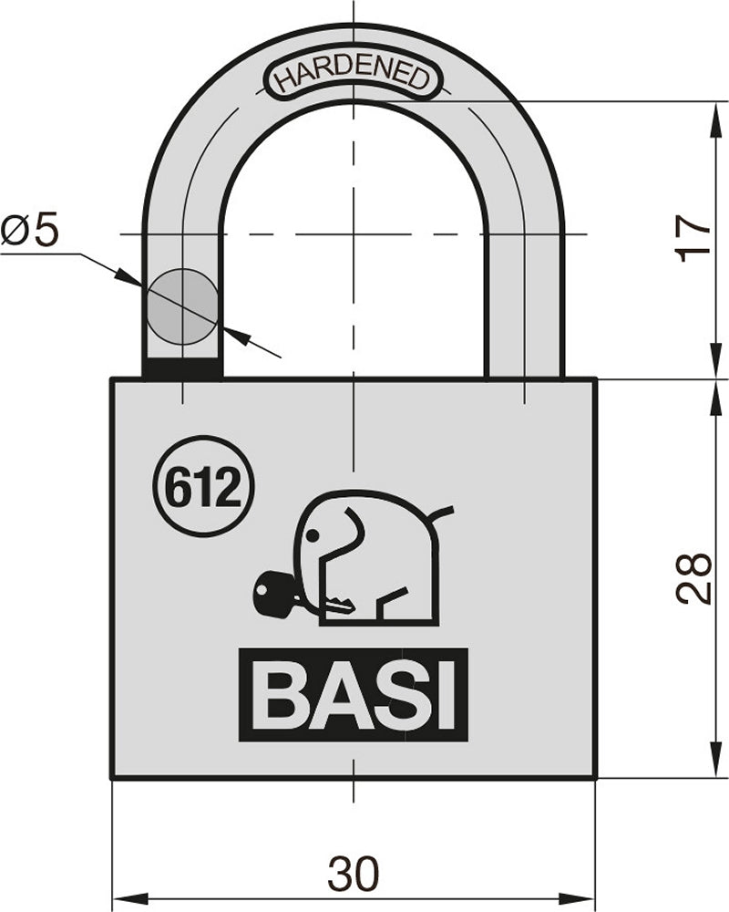 BASI 6120-3000 Vorhangschloss VHS 612 Messing 30mm mit Wasserstopp