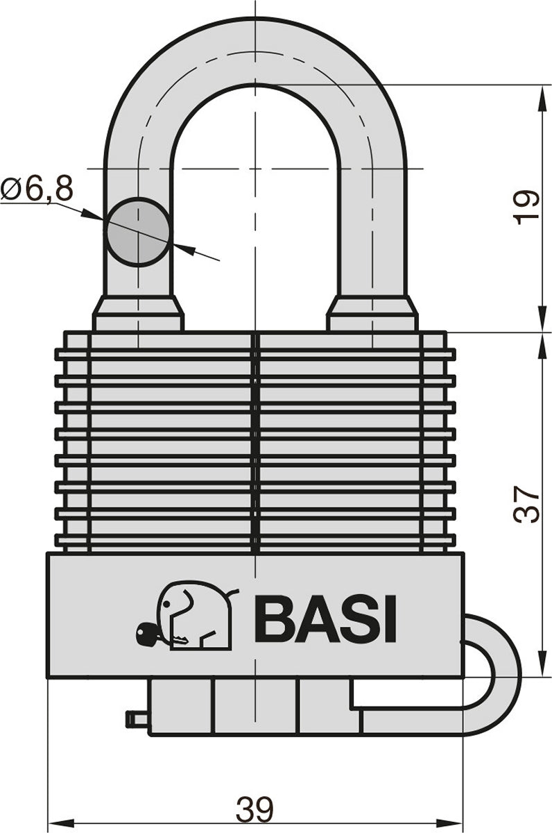 BASI 6150-3000 Vorhängeschloss VHS 615W wetterbeständig 30mm Stahllamellengehäuse