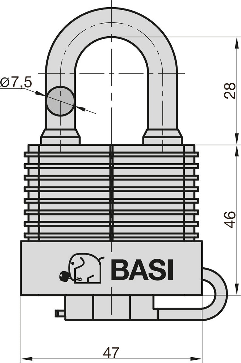 BASI 6150-4000 Vorhängeschloss VHS 615W wetterbeständig 40mm Stahllamellengehäuse
