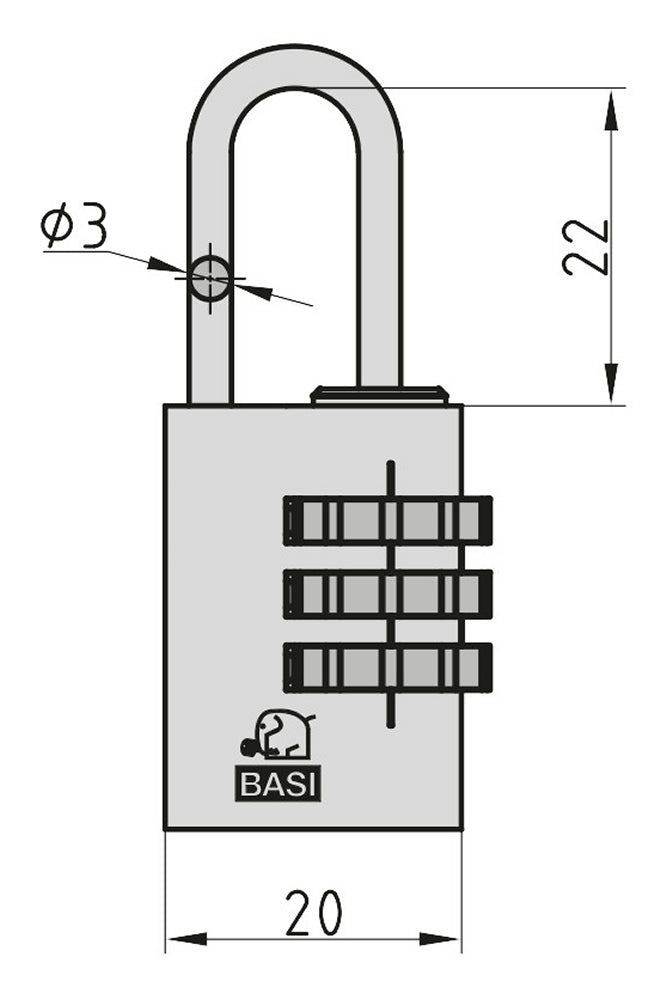 Basi 6170-4000-1400 Kofferschloss KS 611 mit einstellbarer Zahlenkombination Rot